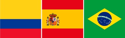 Imagem central - Colômbia, Espanha e Brasil