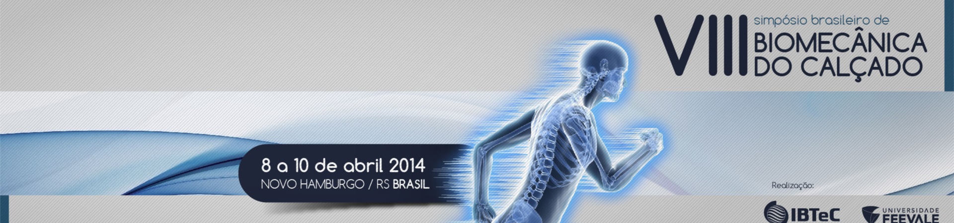 banner de divulgação do evento VIII Simpósio Brasileiro de Biomecânica do Calçado