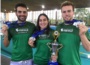 Nadadores conquistaram 14 medalhas e garantiram lugar nos JUBS. Da esquerda para a direita: Lucas Löser, Jéssica Löser e Lucas Borcart